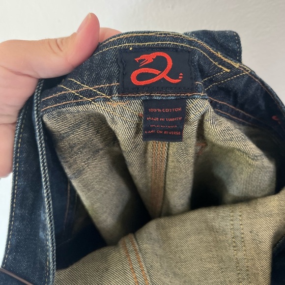 Buz Jones Dark Wash Wide Leg Cropped Frayed Cuff Denim Overalls Size Medium - Picture 13 of 15